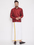 Men's Maroon Silk Blend Ethnic Shirt